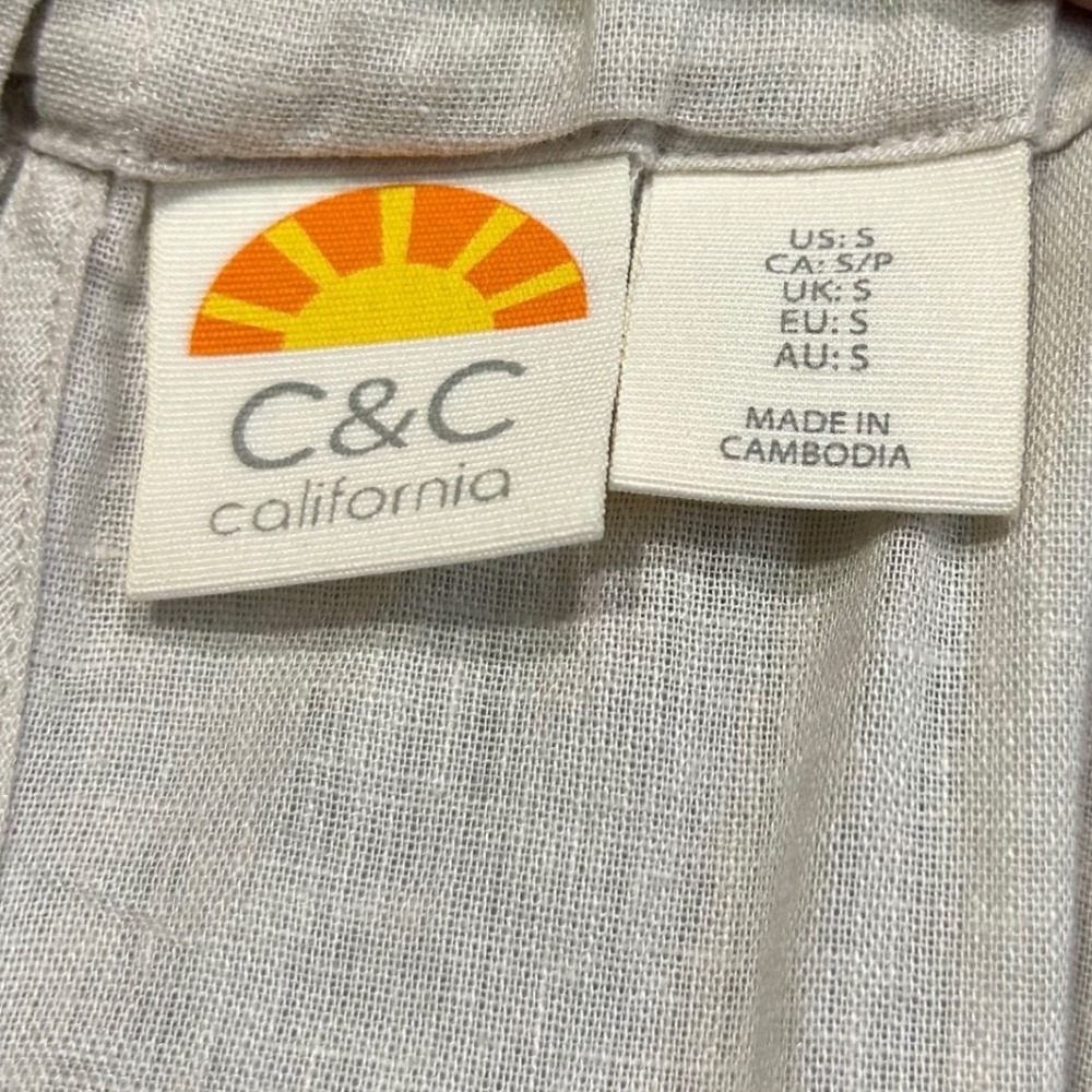 C&C California Halter Dress Womens Small Cream Linen Blend Shift Mini - Picture 5 of 6
